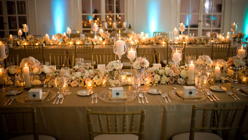 украшение свадебного зала свечами