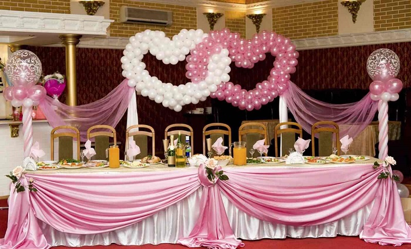оформление свадебного зала шарами